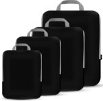 4 Set Compression Packing Cubes Travel - Travel Accessories Expandable Packing Organizers for Carry On - Essentials Luggage Bags - Black - Image 2