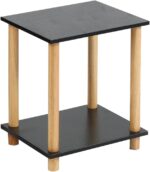 4-Tier Black Storage Shelf, Engineered Wood Shelves with Natural Wood Posts, Modern Display Stand for Living Room Bedroom Office,No-Tool Assembly. (Black, Small, 2) - Image 2