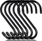 6 Inch Heavy Duty S Hooks, Large S Hook for Hanging Plants, Vinyl Coated S Hook 6 Pack Sturdy Non Slip Black S Hooks for Hanging Closet,Bird Feeders,Kitchen,Large Object,Garden Tools - Image 2