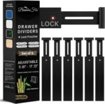 6-Pack Adjustable Bamboo Drawer Dividers, Expandable to 11.8-17.1 in with Center Lock & Non-Slip Pads, Spring-Loaded Kitchen Drawer Divider Organizer for Dresser, Bathroom, and Office - Image 2