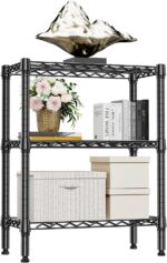 750 lbs 3 Tier Shelf Metal Storage Shelves Wire Rack Closet Organizers for Garage Kitchen Bathroom Laundry Black 11.8" D x 25.6" W x 31.5" H - Image 2