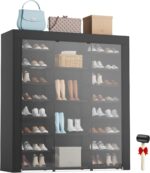 9-Tier Large Tall Shoe Rack with Covers 40-46 Pairs, Sneaker Rack Organizer Shoes Cabinet Closed Shelves Shoe Stand Holder for Garage Bedroom,Zapateras Organizer for Shoes 50 Pares - Image 2