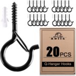 ADIIL 20 PCS Q Hanger Hooks with Safety Buckle, Windproof Screw Hooks for Hanging Outdoor String Lights, Plants, Christmas Patio Lights, 2.2 Inches, Black - Image 2