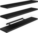 AMADA HOMEFURNISHING Floating Shelves, Wall Shelves for Living Room, Bedroom, Bathroom, Kitchen & Home Office Organization, Bathroom Shelves with Hidden Brackets, 22 lbs Max Load, Black, AMFS45B - Image 2