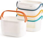 AVLA 4 Pack Portable Shower Caddy Basket, Plastic Storage Baskets with Handles, Drainage Toiletry Organizer Bin, Dorm Shower Tote Bag for Bathroom, Kitchen, Closet, Bedroom, College, Gym, Camp - Image 2