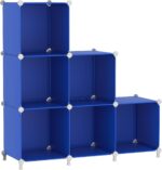 AWTATOS Cube Storage Organizer, 6 Cube Closet Organizers and Storage Shelves, DIY Stackable Bookshelf for Bedroom, Home, Admiral Blue - Image 2