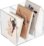 Acrylic Desk Organizer Book Organizer, Magazine File Holder, Vertical File Organizer Stand File Folder Holder, Mail Organizer Countertop Mail Sorter File Sorter, Clear Book Ends Book Holder - Image 2