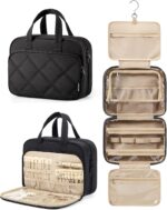 BAGSMART HangingToiletry Bag for Women, Puffy Travel Toiletry Bag with Jewelry Organizer, Waterproof Cosmetic Makeup Bag Compartment, Toiletries Kit Set for Traveling, Accessories, Essentials (M) - Image 2