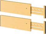 Bamboo Drawer Dividers 4" High, 12.8-18" Adjustable Drawer Organizers for Clothes,Expandable Dresser Separators in Bedroom/Kitchen/Bathroom/Office Organization and Storage,2 Pack - Image 2
