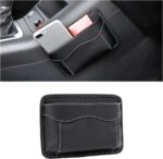 Car Seat Side Pocket Organizer, PU Leather Mini Storage Bag for Auto Door Window Console, Pen Phone Holder Tray Pouch Vehicle Seat Gap Filler for Organize Document, Registration, Notepad (Black) - Image 2