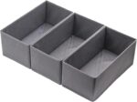 Clothes Drawer Organizer Set of 3 Gray, 11' Dresser Drawer Dividers for Underwear Socks Bra Baby Clothes, Small Storage Bins for Wardrobe Closet - Image 2