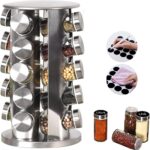 EBIZ&TECH 20-Jar Stainless Steel Rotating Spice Rack with Non-Slip Base - Kitchen Countertop Organizer for Easy Access and Storage of Spice (Sliver) - Image 2