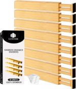 Expandable Bamboo Drawer Dividers 8 pack with labels(17"-22") Drawer Organizer for Kitchen, Clothes,Utensils,Silverware,Dresser,Office,Desk - Image 2