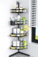 Floor Standing Corner Shower Caddy: 4-tier Rustproof Freestanding Shower Organizer Shelf for Inside - No Drilling Bathroom Rack Stand Black - Image 2