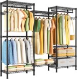 Heavy Duty Garment Rack Large Clothes Rack,Freestanding Closet Portable Clothing Rack with 8 Adjustable Wire Shelves and 4 Hang Rods,Metal Closet Storage Wardrobe Organizer System,Max Load 800lbs - Image 2