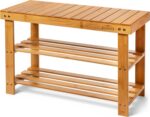 Homemaid Living Bamboo 3 Tier Shoe Rack Bench, Premium Organizer or Entryway Bench, Perfect for Shoe Cubby, Entry Bench, Bathroom Bench, Entryway Organizer, Hallway or Living Room(Natural Bamboo) - Image 2