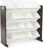 Humble Crew Kids Toy Storage Organizer with 12 Plastic Bins, Espresso/White – Removable Bins for Playroom, Bedroom, Toddler Furniture for Boys and Girls Ages - Image 2