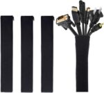 JOTO 4 Pack Cable Management Sleeve, 19-20 Inches Cord Organizer System with Zipper for TV Computer Office Home Entertainment, Flexible Cable Sleeve Wrap Cover Wire Hider System -Black - Image 2