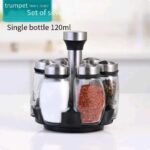 Kitchen rotating spice rack storage set, 360 degree rotating bracket, 6 glass jars, blank labels, space saving storage solution, suitable for kitchen and table use - Image 2