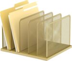 Kuntine.B Desk File Organizer Upright Mesh Desktop Organizer File Sorter Office Organization File Holder for Home, Office & Classroom (Gold, 1 Pack 5-Section) - Image 2