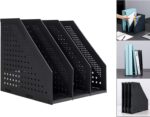 Leven Collapsible Magazine File Holder/Desk Organizer for Office Organization and Storage with 3 Vertical Compartments, Dark Grey, - Image 2