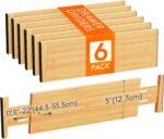 Lifewit 6 Pack 5" Deep Bamboo Drawer Dividers, 17.5-22" Expandable Drawer Organizers for Clothes, Adjustable Dresser Drawer Divider, Clothing Drawer Separators for Dresser, Bedroom, Bathroom, Kitchen - Image 2