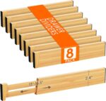Lifewit 8 Pack Bamboo Drawer Dividers 2.4" High, 13-16.5" Kitchen Drawer Organizers, Adjustable Wooden Drawer Dividers for Clothes, Expandable Drawer Separators for Dresser, Bedroom, Bathroom, Cabinet - Image 2