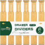 Lzerking Kitchen Drawer Dividers 6 Pack, 17-22" Adjustable Bamboo Drawer Organizers Large, Spring Loaded, Expandable Utensil Organizer, Works in Kitchen, Dresser, Closet, Bathroom, Bedroom - Image 2