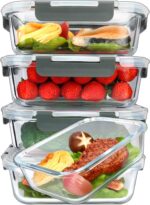 M MCIRCO [5-Packs, 36 Oz Glass Meal Prep Containers with Snap Locking Lids Glass Food Containers,Airtight Lunch Container,Microwave, Oven, Freezer and Dishwasher (4.5 Cup) - Image 2