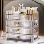 MIUOPUR Makeup Organizer with 3 Large Drawers, Countertop Organizer for Cosmetics, Ideal for Bathroom and Bedroom Vanity Countertops, Desk Storage Holder for Lipstick, Brushes and Nail Polish - Image 2
