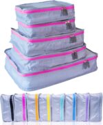 MUMI Packing Cubes – 5-Piece Compression Packing Cubes for Travel, Luggage Organizers for Suitcases, Carry-On Bags, Backpacks, and Duffel Bags – Space-Saving Travel Essentials - Pink - Image 2