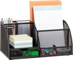 Mind Reader 7-Compartment Desktop Organizer, File & Accessory Storage, Metal Mesh Office Organizer for Desk, Workspace, Mail, Black - Image 2