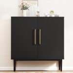 Modern Storage Cabinet, Free Standing Buffet Cabinet, Black Sideboard and Buffet Storage, Wood Accent Furniture for Living Room, Hallway, Entryway, Dining Room, Bedroom (1, Black) - Image 2
