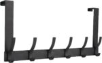 Over The Door Hooks, Door Hanger Hooks for Hanging, Over The Doors Towel Racks for Bathroom with 12 Coat Hook, Coat Rack Dorm Essentials Bathroom Accessories（1 Pack, Black） - Image 2
