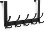 Over The Door Hooks for Hanging, Over The Door Hanger, Over The Door Towel Rack for Bathroom with 5 Triple Coat Hooks, Bathroom Towel Holder Towels Hanger (Black, 1 Pack) - Image 2
