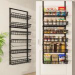 Over The Door Pantry Organizer, Pantry Storage and Organization, 6-Tier Adjustable Hanging Baskets, Metal Wall Mount Spice Rack Seasoning Shelves for Home & Kitchen, Laundry Bathroom - Black - Image 2