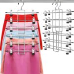 Pants Hangers with Clips,Space Saving Hanging Closet Organizer-6 Tiers Skirt Hangers with 360° Swivel Hook,Closet Organizer-Clothes Hangers- College Dorm Essentials Apartment Essentials-2 Pack - Image 2