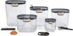 ProKeeper+ 9-Piece Airtight Food Storage Container Set – Clear Plastic Flour and Sugar Canister Set with Magnetic Accessories for Kitchen Organization (Grey, 9-Piece) - Image 2