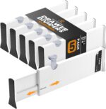 RAPTUROUS Adjustable Deep Drawer Divider – 5" Tall, Expandable 13-22", 5-Pack, Non-Slip Drawer Dividers for Clothes, Dresser, Kitchen & Office Organization (White) - Image 2