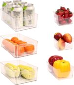 Refrigerator Organizer Bins 6 Pack Fridge Organizers with Handles Clear Freezer Storage Containers for Pantry, Cabinets,Shelves, Drawer - Image 2