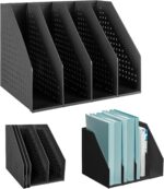SAYEEC Collapsible Magazine File Holder with 4 Compartment Plastic Binder Folder for Desk Hollow Documents Foldable Organizer Desktop Files Cabinet Shelf Frames Divider Rack Display and Storage - Image 2