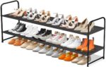 SLEEPING LAMB Long 2-Tier Shoe Organizer for Closet, Stackable Wide Shoe Rack Holds 18-Pairs Low Shoe Shelf Storage for Bedroom, Floor, Entryway(Black) - Image 2