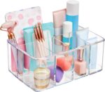 STORi 5-Compartment Clear Plastic Organizer | Rectangular Divided Makeup and Vanity Storage Bin and Office Desk Caddy | Scalloped Wall Design | Made in USA - Image 2
