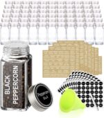 SWOMMOLY 42 Glass Spice Jars with 703 Spice Labels, Chalk Marker and Funnel Complete Set. 42 Square Glass Jars 4oz, Airtight Cap, Pour/sift Shaker Lid - Image 2