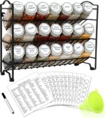 SWOMMOLY Spice Rack with Jars - 21 Glass Spice Jars with 386 Spice Labels, 3 Tier Spice Rack Organizer for Cabinet, Countertop, Wall Mount - Image 2