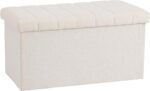 Seville Classics Cushioned Fabric Ottoman Hidden Storage Chest Footrest Chair, Padded Seat for Bedroom, Dorm, Loft, Living Room, Entryway, Hallway, White Boucle, 30" Bench - Image 2