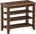 Shoe Bench Storage Rubberwood, Entryway Bench with 3-Tiers Height Adjustable, Shoe Rack Front Door Entrance Organizer for Hallway Living Room, Mudrooms, Walnut,23.6" - Image 2