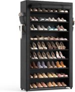 Shoe Rack with Covers - 10 Tiers Tall Shoe Rack Organizer Large Capacity Shoe Shelf Storage 40 Pairs Space Saving Vertical Shoe Storage Organizer for Closet, Entryway, Dorm, Bedroom - Image 2
