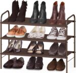 Simple Houseware 3-Tier Shoe Rack Storage Organizer, Bronze – Space-Saving Shoe Shelf, Holds 9–16 Pairs, Sturdy Metal Frame, Easy Assembly – Closet, Entryway, Bedroom Shoe Storage Solution - Image 2