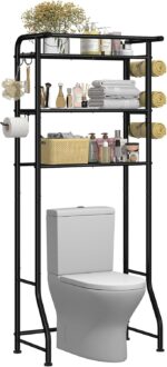 Simple Trending 3 Tier Over The Toilet Rack, Shelf Bathroom, Bathroom Stand Organizer Space Saver, Black - Image 2